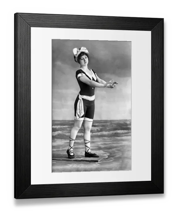 Framed Print : Historic photograph, beach costume, around 1905 Framed Print : Historic photograph, beach costume, around 1905