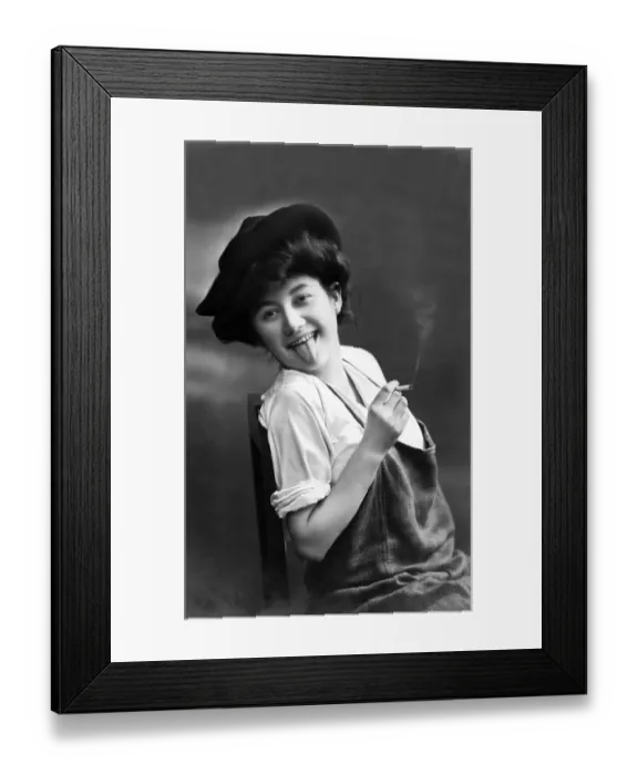 Framed Print : Historic photograph, woman sticking out her tongue