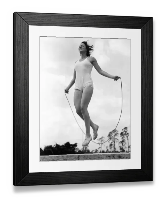 Framed Print : Historical image, woman jumping rope, ca. 1940 Framed Print : Historical image, woman jumping rope, ca. 1940