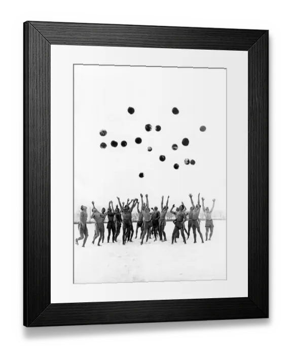 Framed Print : Historical image, group of men throwing balls in the air Framed Print : Historical image, group of men throwing balls in the air