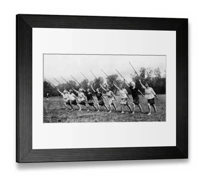 Framed Print : Historic photograph, women throwing javelins Framed Print : Historic photograph, women throwing javelins