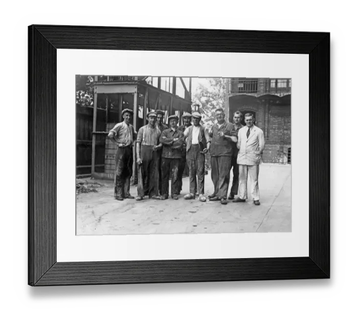 Framed Print : Historic photograph, workmen and boss, around 1927 Framed Print : Historic photograph, workmen and boss, around 1927