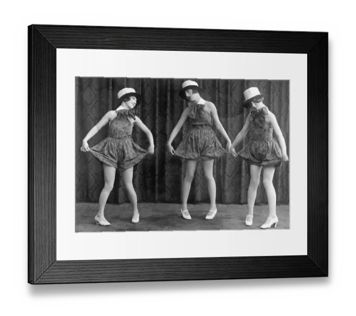 Framed Print : Historic photograph, three women doing the twist