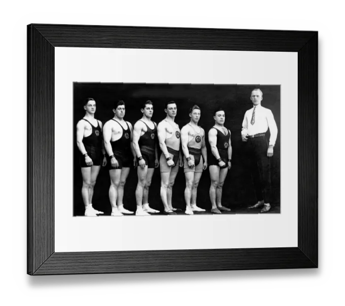 Framed Print : Historic photograph, wrestlers, around 1920