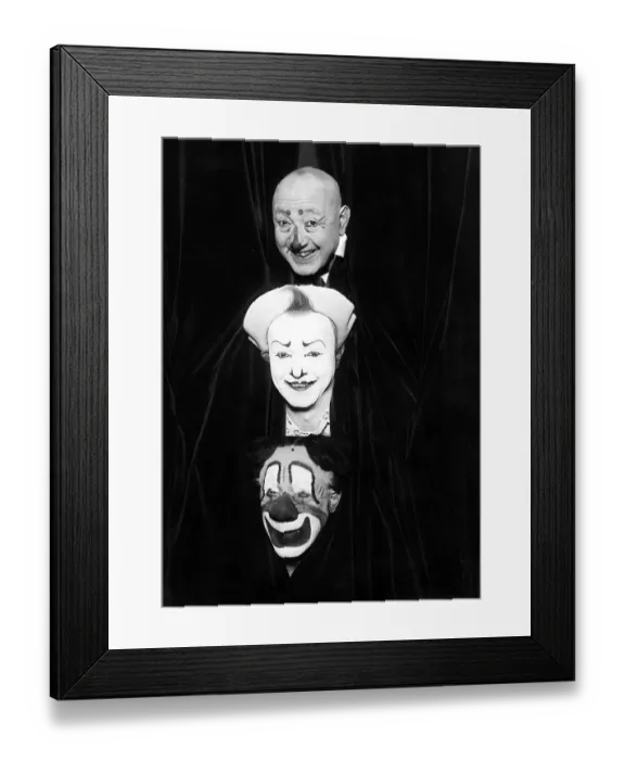 Framed Print : Historic photograph, three clowns, around 1924