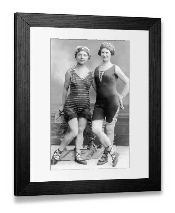 Framed Print : Historic photograph, women wearing bathing suits