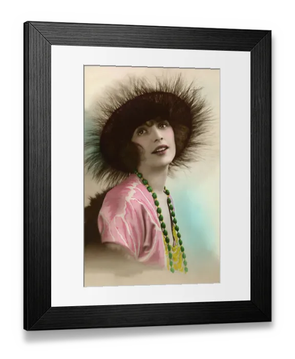 Framed Print : Woman wearing a hat, fashion, around 1920