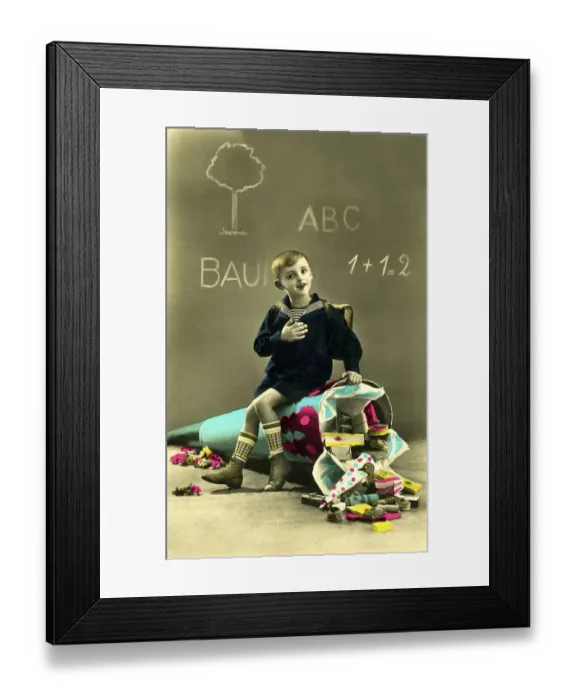 Framed Print : First day of school, historic photograph
