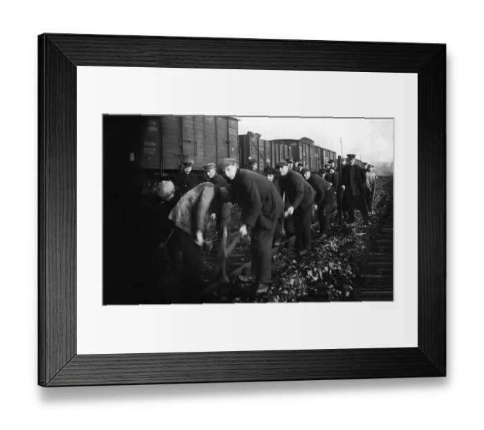 Framed Print : Railroad workers, historic photograph, around 1924