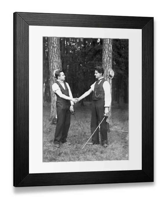 Framed Print : Two student having a duel, historical image Framed Print : Two student having a duel, historical image