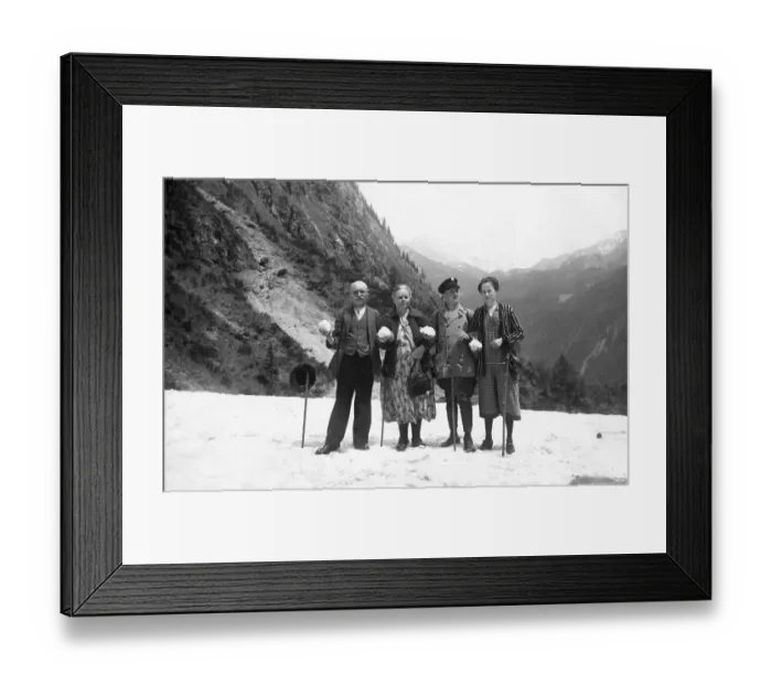 Framed Print : Group of people shortly before a snowball fight