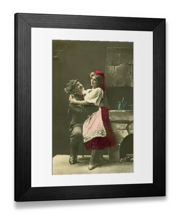 Framed Print : Bavarian flirt, historic photgraph, around 1910