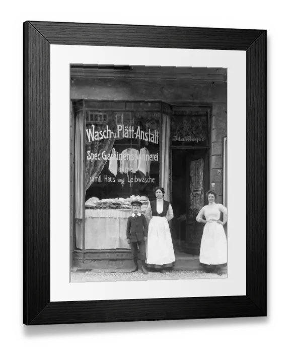 Framed Print : Washing and ironing shop, historic photgraph