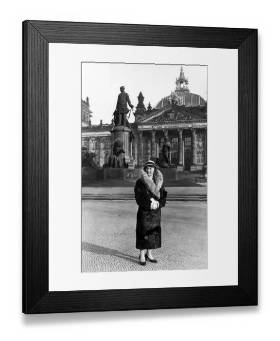 Framed Print : Woman posing in front of the Reich Chancellery