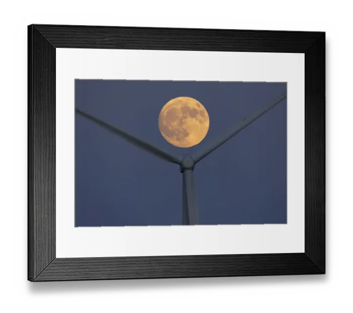 Framed Print : Wind turbine, moon, full moon, supermoon Framed Print : Wind turbine, moon, full moon, supermoon