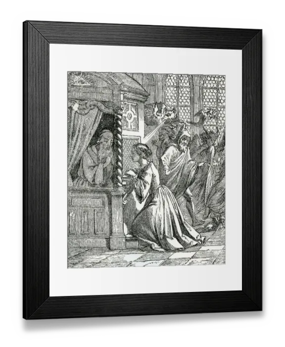 Framed Print : Young girl confessing in confessional