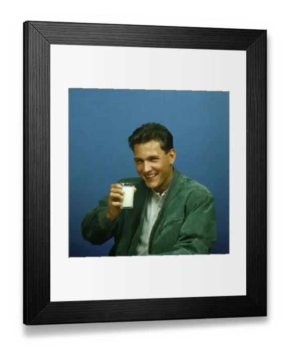 Framed Print : Young man with milk glass Framed Print : Young man with milk glass