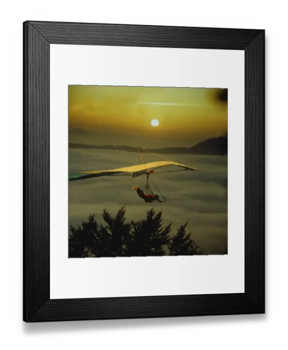 Framed Print : Hang-glider in the sundown, sunset