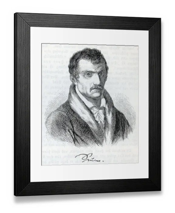 Framed Print : Johann Gottfried Seume. Historical illustration from Otto von Leixner: Illustrated history of German literature Framed Print : Johann Gottfried Seume. Historical illustration from Otto von Leixner: Illustrated history of German literature