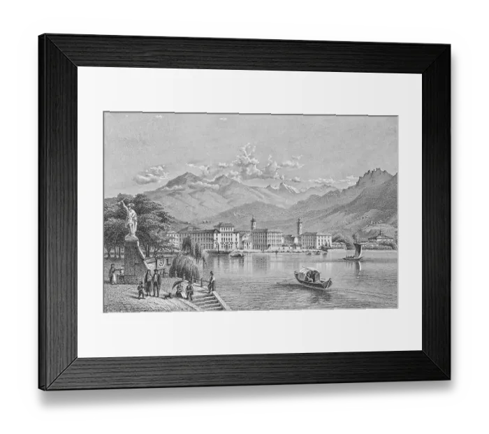 Framed Print : Historic cityscape, steel engraving