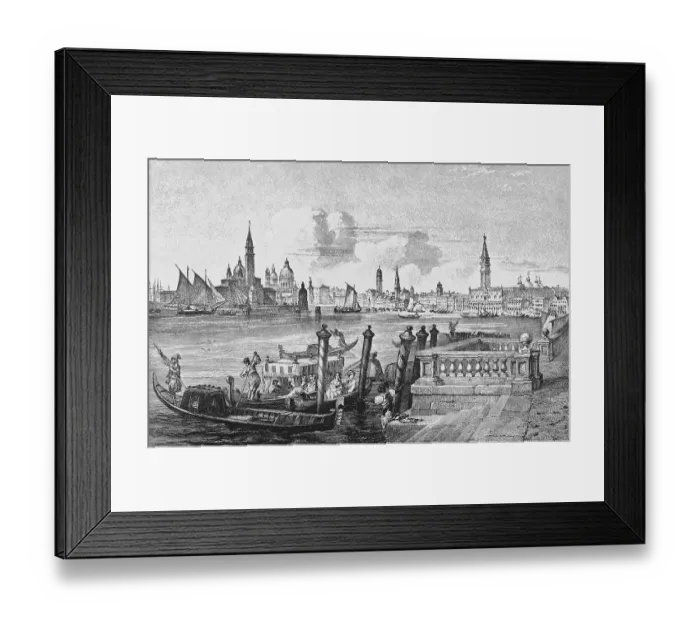 Framed Print : Historic cityscape, steel engraving Framed Print : Historic cityscape, steel engraving