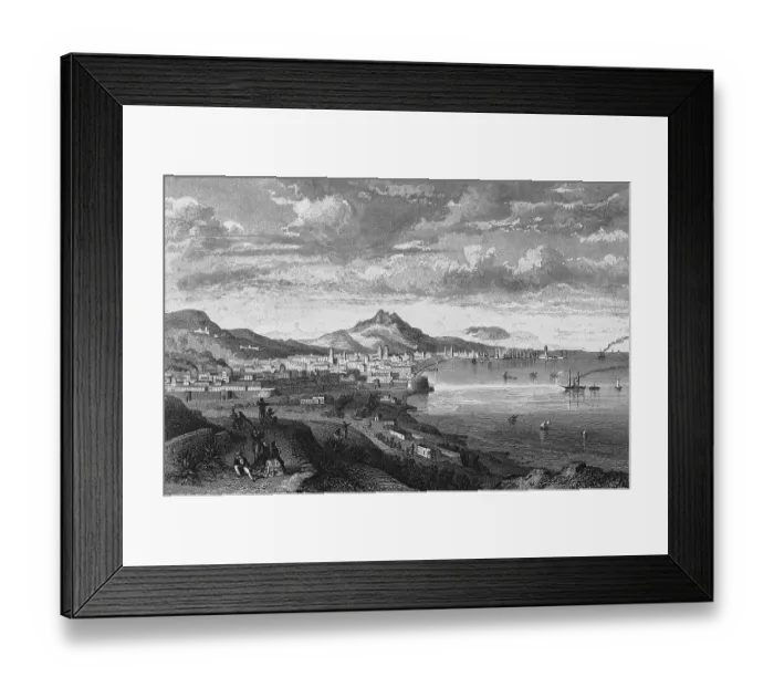 Framed Print : Historic cityscape, steel engraving