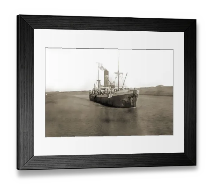 Framed Print : Historical picture, cargo ship crosses the Suez Canal in 1908