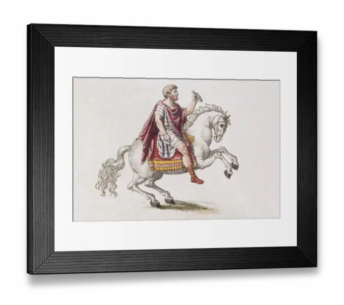Framed Print : Roman general on horseback, handcolored copper engraving Framed Print : Roman general on horseback, handcolored copper engraving