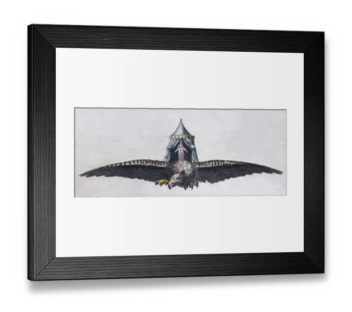 Framed Print : Roc bird, hand-colored copper engraving from children's picture book by Friedrich Justin Bertuch