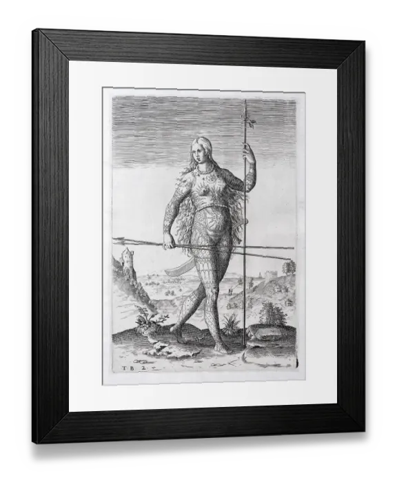 Framed Print : Portrait of a tattooed Pictish woman