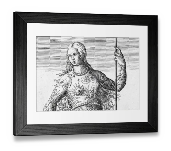 Framed Print : Portrait of a tattooed Pictish woman