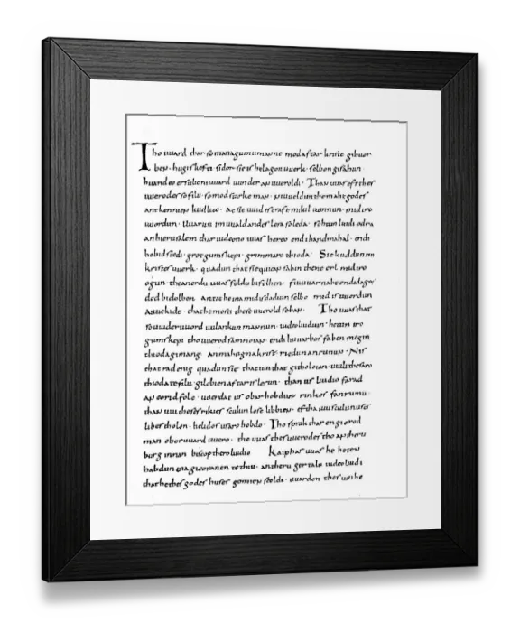 Framed Print : A page from The Heliand, an epic poem in Old Saxon