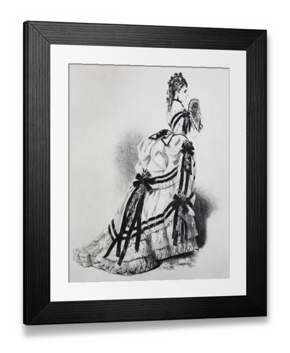 Framed Print : Woman, digitally restored reproduction of an original from the wearing a cul de Paris or bustle