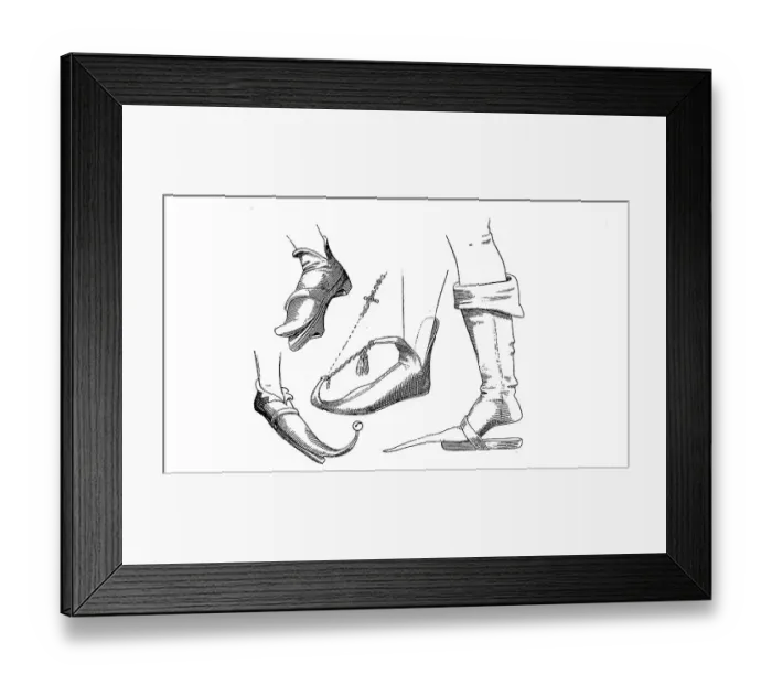 Framed Print : Shoe fashion, various Crakows or Crackowes Framed Print : Shoe fashion, various Crakows or Crackowes