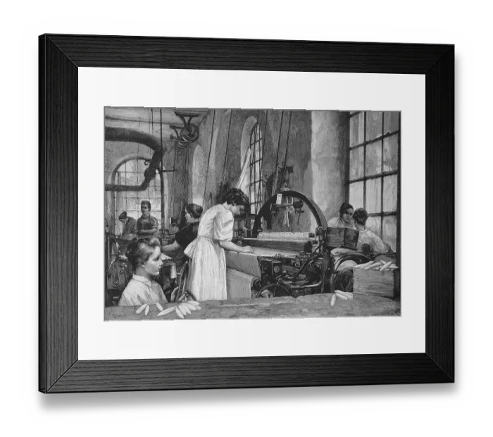 Framed Print : Worker in a weaving mill, Germany