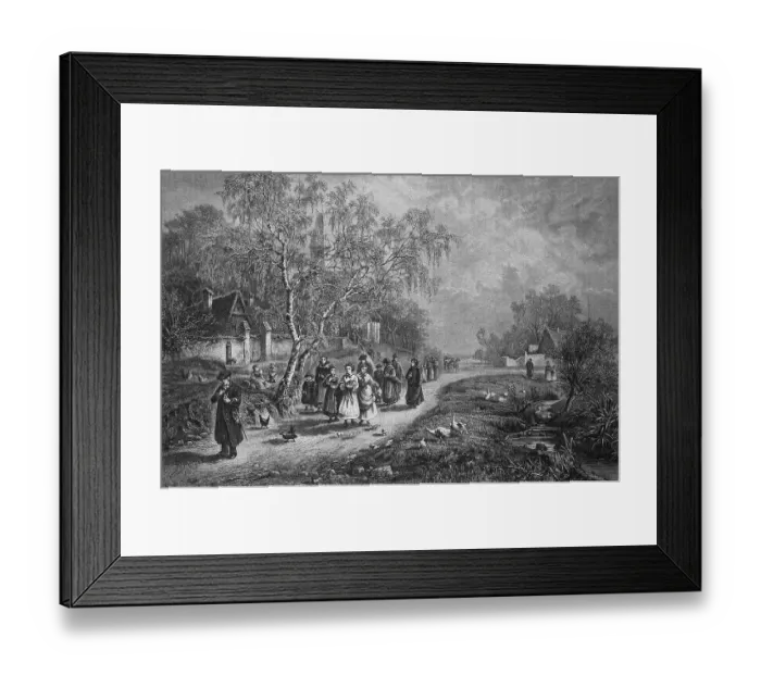 Framed Print : Easter Walk 1888 with the Family on a Village Street in Germany