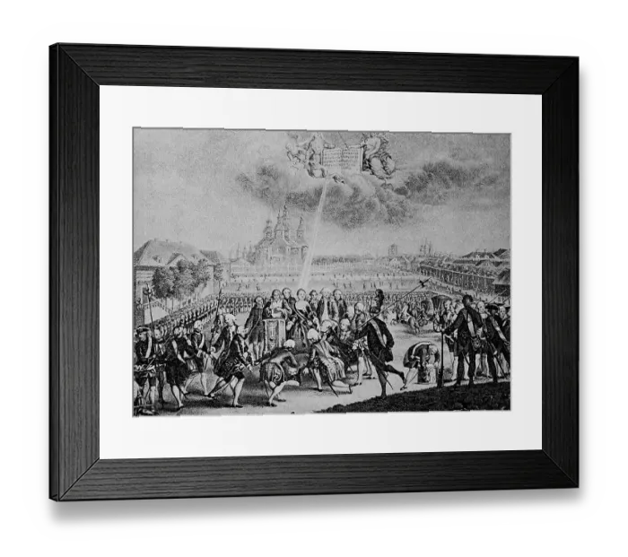 Framed Print : The Ismailov Guard taking the oath to Catherine II at St Petersburg Framed Print : The Ismailov Guard taking the oath to Catherine II at St Petersburg