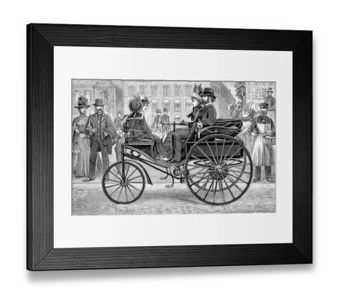 Framed Print : Carl Benz, The Benz Patent Motor Car No