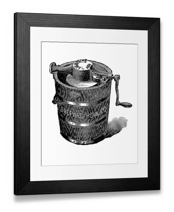 Framed Print : Ice cream maker, historic kitchen utensils Framed Print : Ice cream maker, historic kitchen utensils