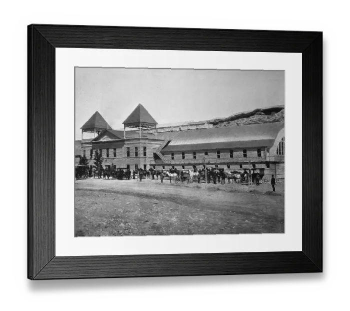 Framed Print : The construction of what was then the largest bathhouse in the United States in South Dakota