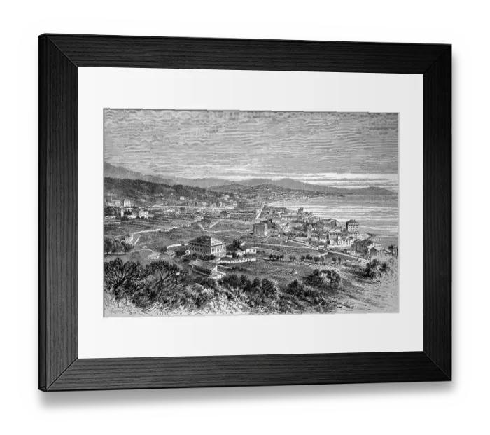 Framed Print : View of Pegli near Genoa in 1880