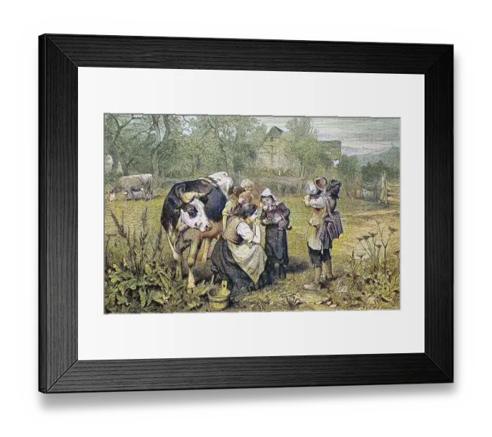 Framed Print : Savoyard children with cow, Savoy Framed Print : Savoyard children with cow, Savoy