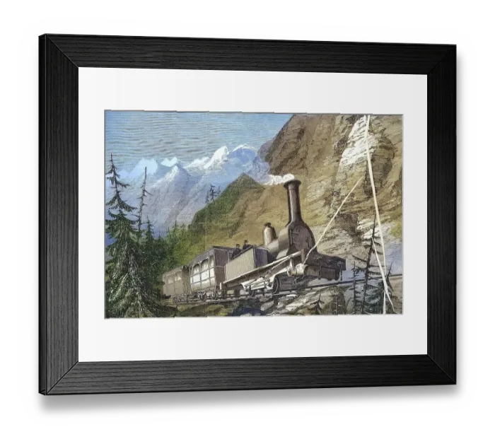 Framed Print : Engine driver on the locomotive on the Mont-Cenis railway