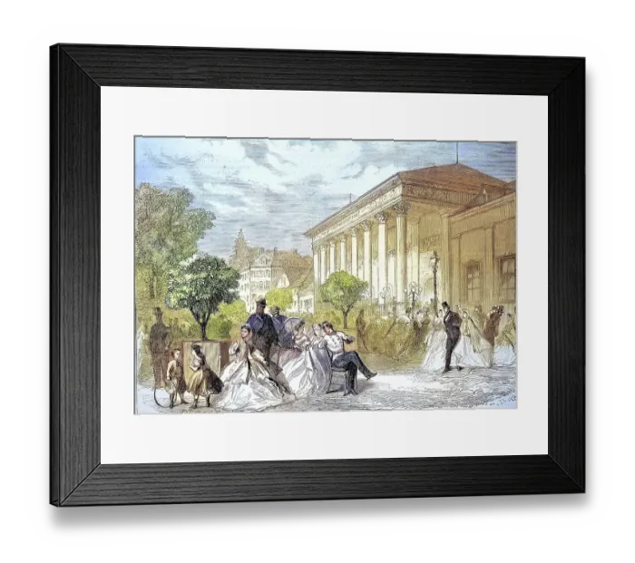 Framed Print : Noble people in front of the spa hotel of Baden-Baden Framed Print : Noble people in front of the spa hotel of Baden-Baden