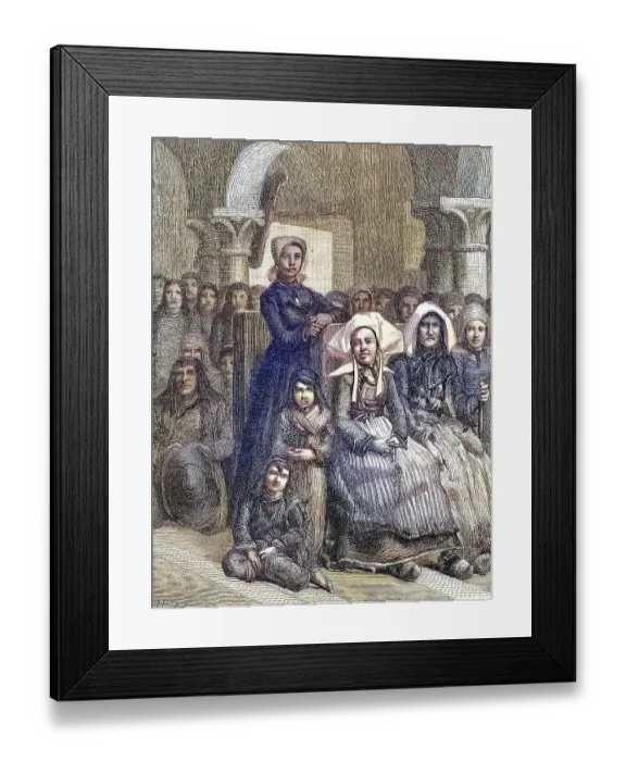 Framed Print : Women in typical traditional costume in church at a service