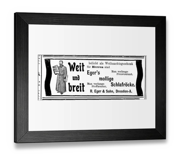 Framed Print : Advertisement of the company Eger & Sohn for sleeping skirts Framed Print : Advertisement of the company Eger & Sohn for sleeping skirts