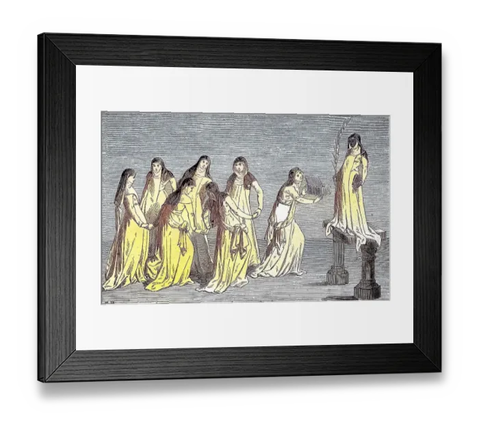 Framed Print : Nuns paying homage, after the manuscript by Liere des Merveilles