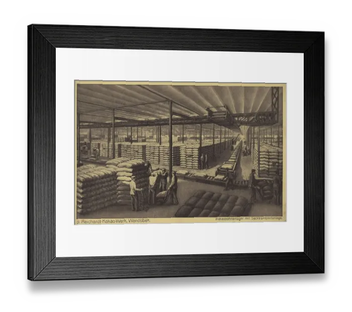 Framed Print : Reichardt Kakaowerk, Wandsbek, cocoa bean warehouse with bag transport system Framed Print : Reichardt Kakaowerk, Wandsbek, cocoa bean warehouse with bag transport system