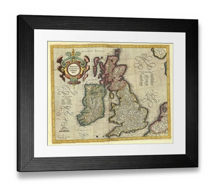 Framed Print : Atlas, map from 1623, England, Great Britain