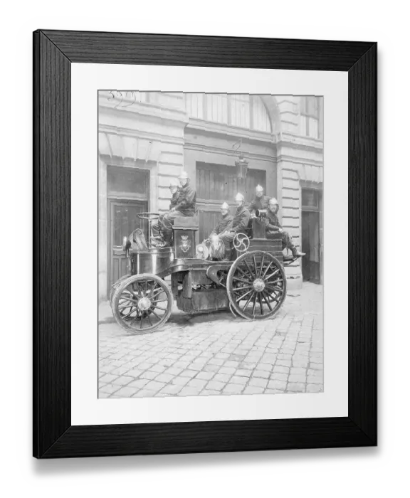 Framed Print : History of the automobile, First vehicle of the Paris fire brigade